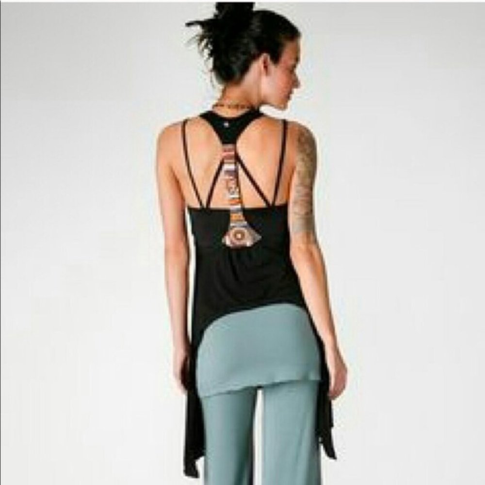 Prana Tatum vest black beaded boho yoga S
